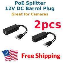 Load image into Gallery viewer, 2x 48V 12V DC PoE Power Over Ethernet Splitter Camera Barrel Plug Adapter