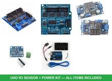 Load image into Gallery viewer, UNO R3 Compatible Sensor Shield Power Kit LM2596 INA219 9V Battery Bundle