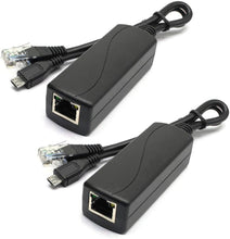 Load image into Gallery viewer, 2x 48V 5V PoE Power Over Ethernet Splitter USB MicroUSB Adapter Raspberry Pi Hat