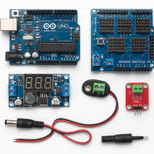 Load image into Gallery viewer, UNO R3 Compatible Sensor Shield Power Kit LM2596 INA219 9V Battery Bundle