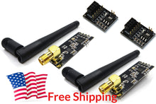 Load image into Gallery viewer, 2Pcs NRF24L01 Transceiver External Antenna PA LNA + Arduino 5V Breakout Adapter