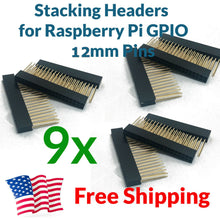 Load image into Gallery viewer, 9X Raspberry Pi Stacking GPIO Header 2x20 40P 40 pin 2.54 Female Extra Long Pins