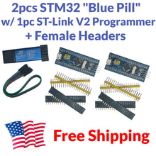 Load image into Gallery viewer, 2pcs STM32F103C8T6 ARM STM32 Development Board Module Blue Pill + ST-Link V2