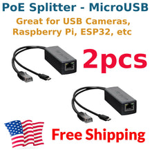 Load image into Gallery viewer, 2x 48V 5V PoE Power Over Ethernet Splitter USB MicroUSB Adapter Raspberry Pi Hat