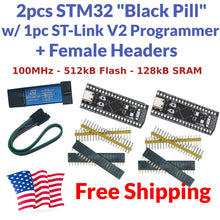 Load image into Gallery viewer, 2pcs STM32F411CEU6 ARM STM32 100MHz Dev Board Module Black Pill ST-Link V2 F411