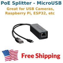 Load image into Gallery viewer, 48V 5V PoE Power Over Ethernet Splitter USB MicroUSB Adapter Raspberry Pi ESP32