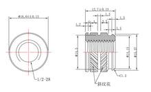 Load image into Gallery viewer, 1/2"-28 Short Brass Heat Set Inserts for 3D Printing — Initeq Durathread