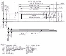 Load image into Gallery viewer, 2pcs 0.91" 128x32 OLED LCD Display Screen I2C IIC Arduino WHITE SSD1306