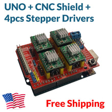 Load image into Gallery viewer, Arduino CNC Shield Kit - UNO Board + 4x A4988 Drivers Package Deal