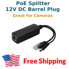 Load image into Gallery viewer, 2x 48V 12V DC PoE Power Over Ethernet Splitter Camera Barrel Plug Adapter