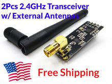 Load image into Gallery viewer, 2Pcs NRF24L01 Transceiver External Antenna PA LNA + Arduino 5V Breakout Adapter