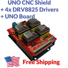 Load image into Gallery viewer, Arduino CNC Shield Kit — UNO R3 Compatible + 4x DRV8825 Stepper Drivers — Initeq